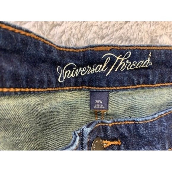 Universal Thread 26W Womens Jeans Kick Boot Crop Stretch Dark Wash High … - Picture 2 of 3